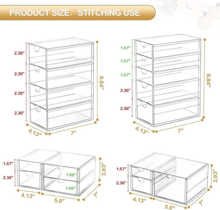Acrylic16-Drawer Storage & Makeup Organizer for Desk