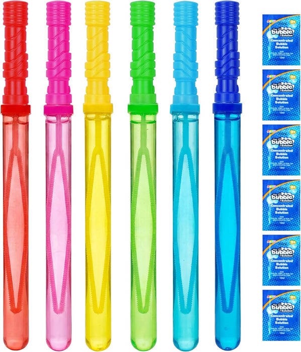 14.6’’ Big Bubble Wands for Kids, 6 PCS Bubble Wand with Refill Solution for Summer Toy Party Favor, Outdoors Toy Activi