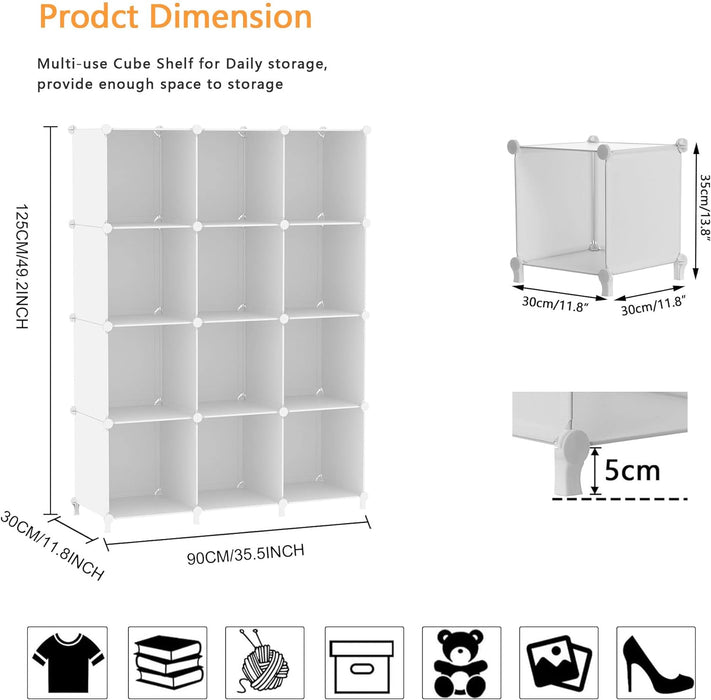 12 Cube Storage Organizer, Closet Organizer Storage Shelves, White