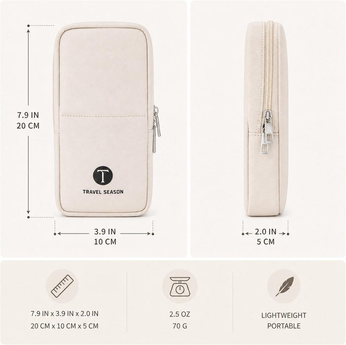 Small Standing Makeup Brush Bag & Holder, Beige Travel Cosmetic Case