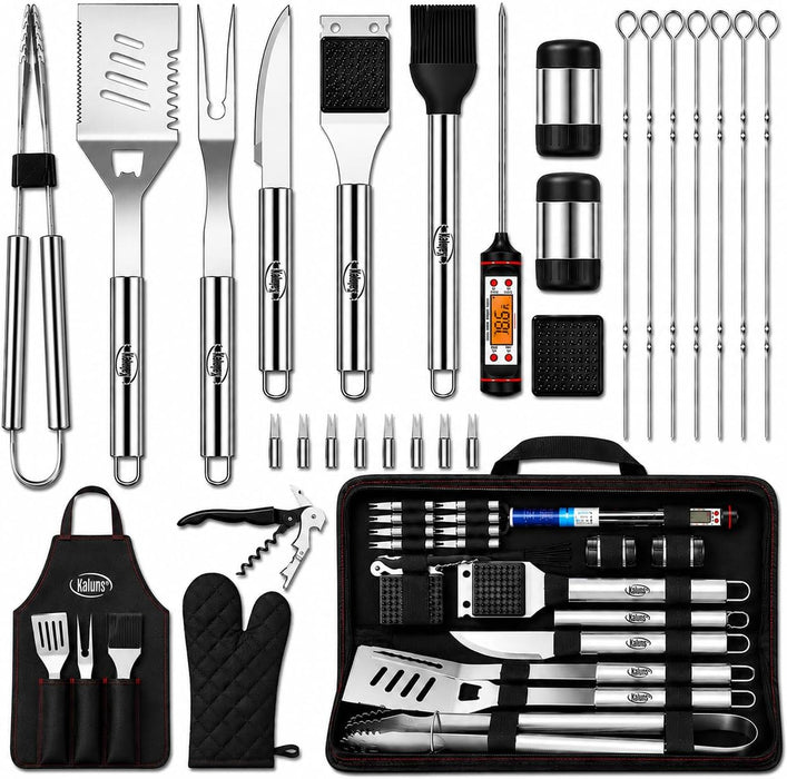 Grilling Accessories, Dad Gifts for Christmas, Heavy Duty Stainless Steel Grill Set BBQ Grill Accessories for Outdoor Gr