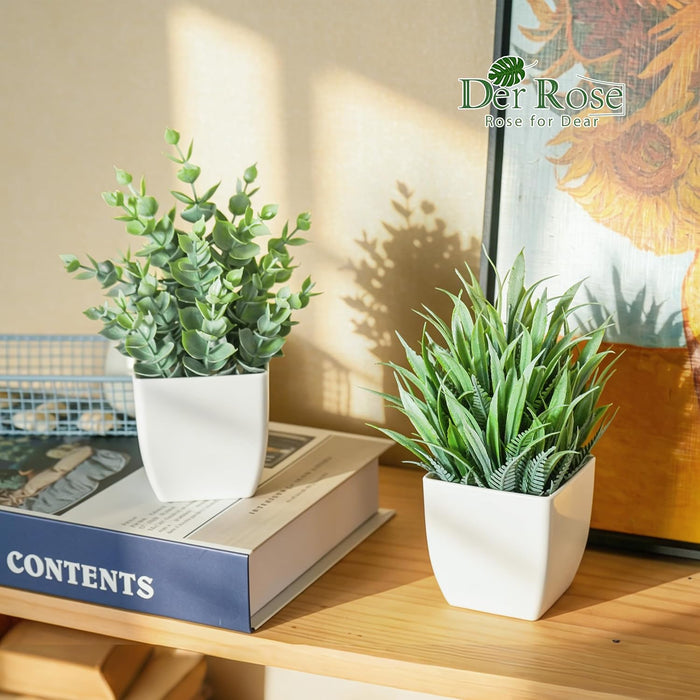 2 Pack Fake Plants Small Plants for Bathroom Office Decor
