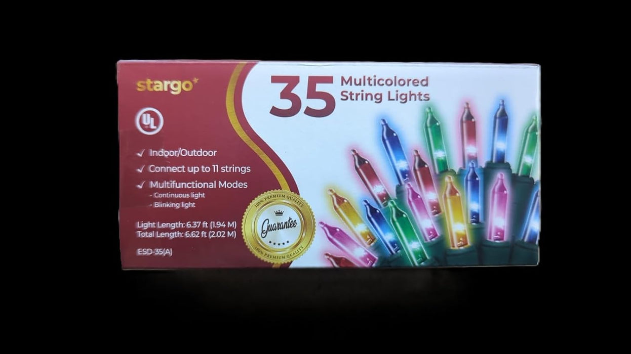 christmas lights for tree - 35 colored warm xmas lights | 6.6 ft long