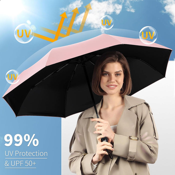 Windproof Travel Umbrella, Automatic Umbrellas for Rain, Portable & Compact Umbrellas for Backpack, Strong UV for Protec