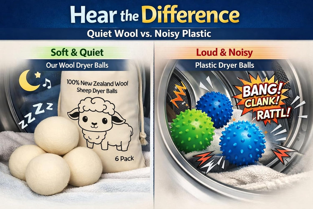 Natural Wool Dryer Balls | Reusable Natural Fabric Softener | Reduces Wrinkles & Drying Time | Large Dryer Balls is a Be