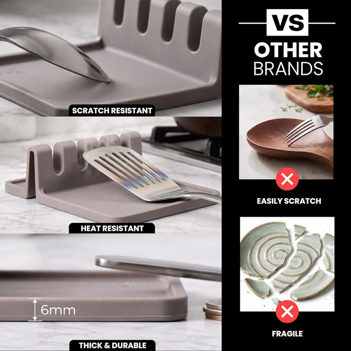 Spoon Rest for Multiple Utensils High Heat-Resistant Silicone Drip Pad, BPA-Free Spoon Holder for Stove Top, Kitchen Gad