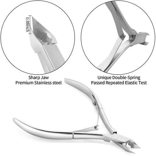 Cuticle Trimmer with Pusher and Cutter,Silver