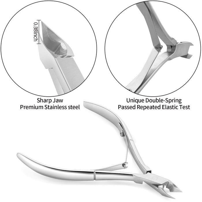 Cuticle Trimmer with Pusher and Cutter,Silver