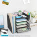 5-Tier Desk File Organizer with Drawer & Pen Holder (Black)