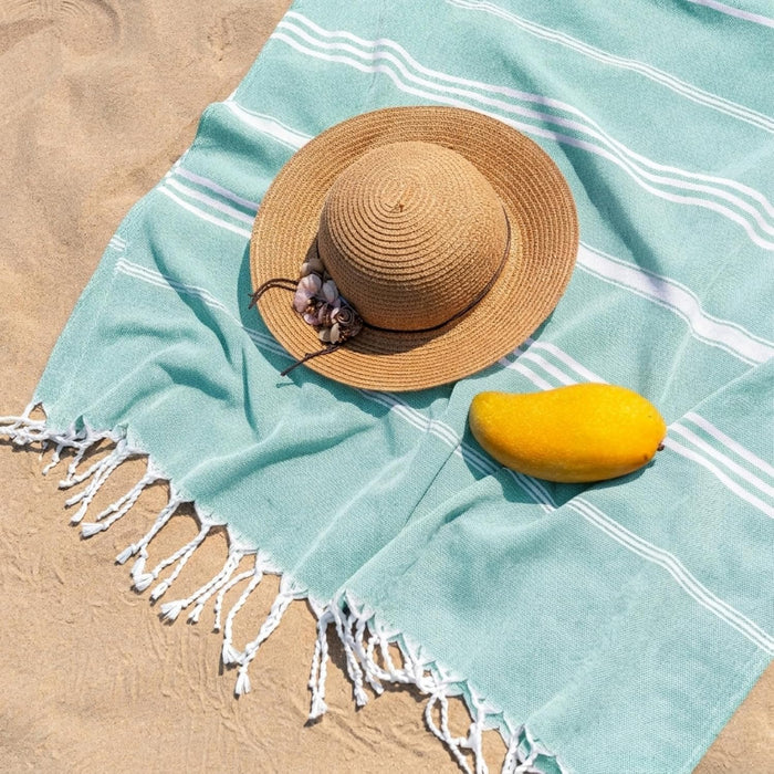 Turkish Beach Towel, 36"x71" Quick Dry Sand Free Oversized Towel, Aqua