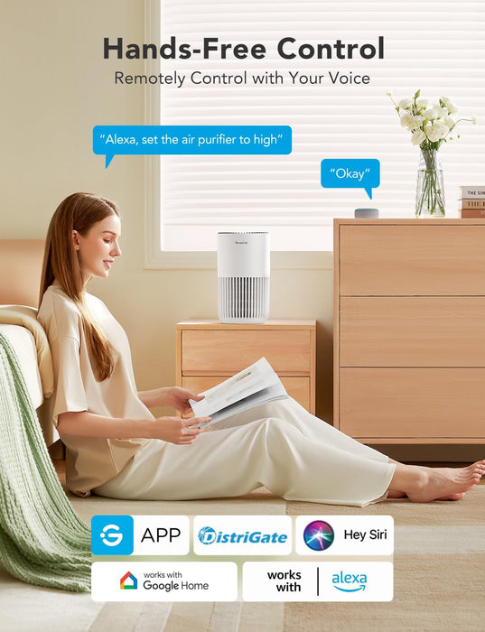 Smart Mini Air Purifier for Bedroom, with App & Alexa Control