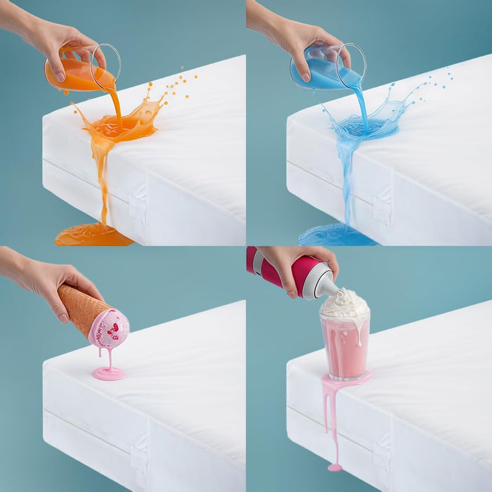 Waterproof Mattress Protector Queen Size, Zippered Mattress Encasement Bed Bug and Dust Mite Proof, Absorbent Six-Sided Mattress Cover