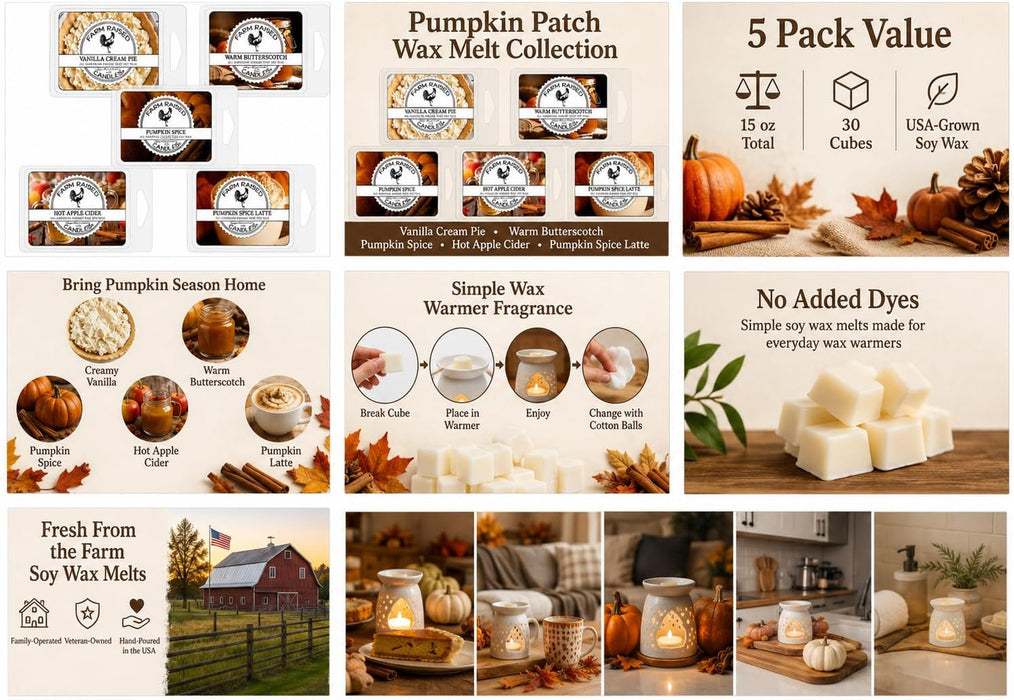 Pumpkin Patch Soy Wax Melts Variety Pack, 5 Count 16 Ounces