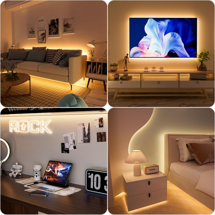 COB LED Strip Lights 5V USB Powered Dotless Super Bright Dimmable LED Lights 3000K Warm White 6.56ft TV Backlights,Flexible 3M Adhesive Under Cabinet Light for Bedroom,Kitchen,Shelf Lighting