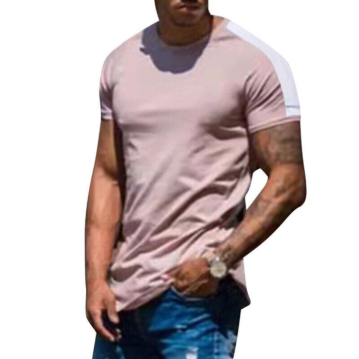 Mens Casual round Curved Hem T-Shirt Men Sport Fashion Short Sleeve T Shirts