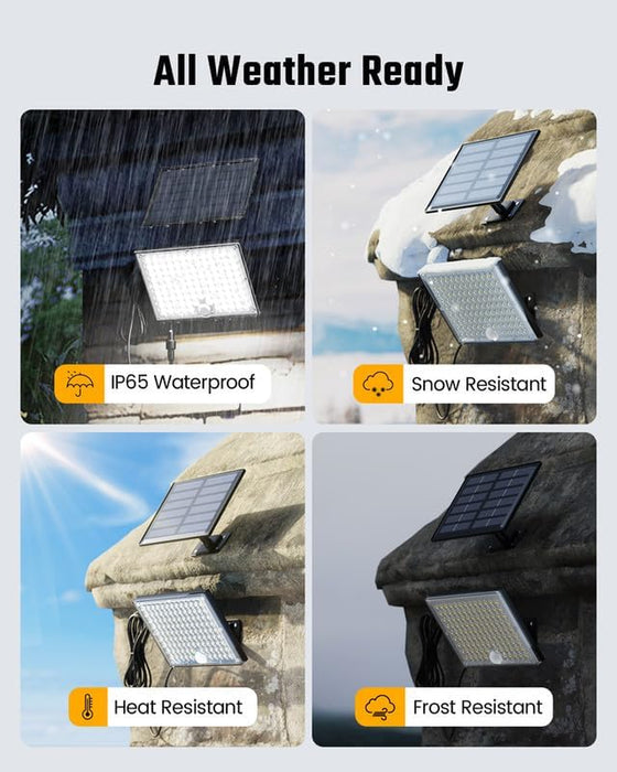 Solar Outside Lights with 113 Bright LEDs 7000K with 16ft Cable