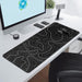 Gaming Mouse Pad, Black with White Topographic Line, 31.5x11.8in