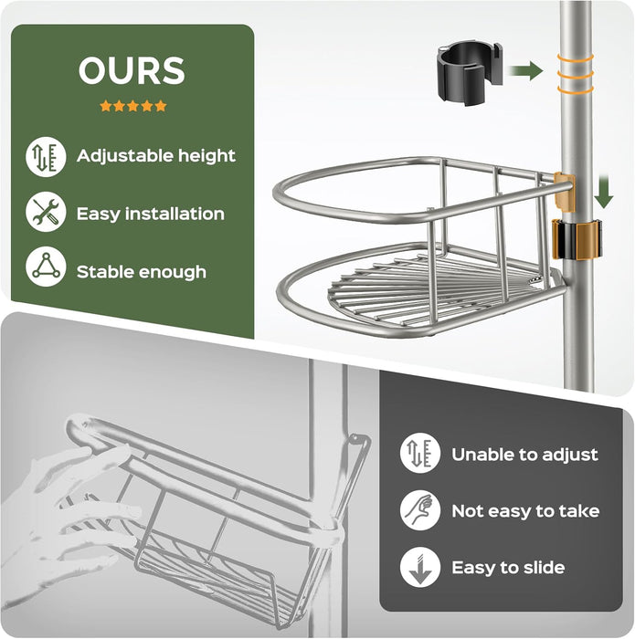 Corner Shower Caddy Tension Pole 4 Tier Rustproof Shampoo Organizer