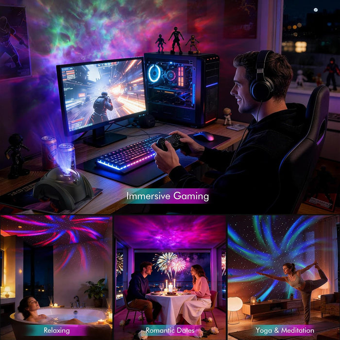 Dual Lens Galaxy Star Projector, Aurora Night Light for Bedroom