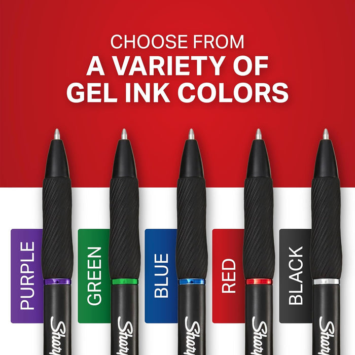 S-Gel Gel Pens, Black Barrel, Medium Point (0.7mm), Black Gel Ink, 12 Count - Home, Office, School, Journaling, Writing, Note-Taking, Teacher Supplies