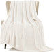 Extra Large Fuzzy Fleece Throw Blanket for Couch, 50x70 Inch Fluffy Warm Soft Jacquard Blankets for All Season, Lightweight and Cozy, Ivory