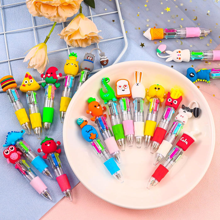 24Pcs Mini Multicolor Pens in One 4-in-1 Cute Pens Bulk for Kids, Fun Kawaii Ballpoint Pens for Birthdays and Children's