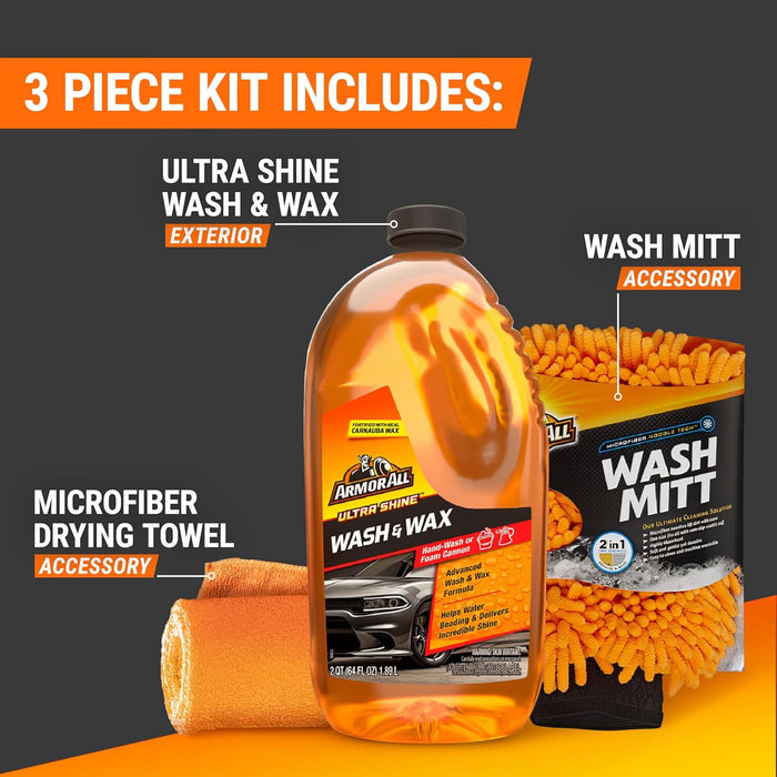 Cleaning Kit, Car Wash Soap, Wash Mitt & Microfiber Towel