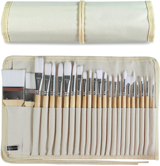 Paint Brushes Set of 24 Pieces with Canvas Brush Case
