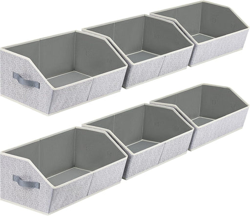 Closet Organizers Bins 6 Packs - Large Closet Shelf Organizer with Handles, Fabric Trapezoid Storage Bins, Collapsible S