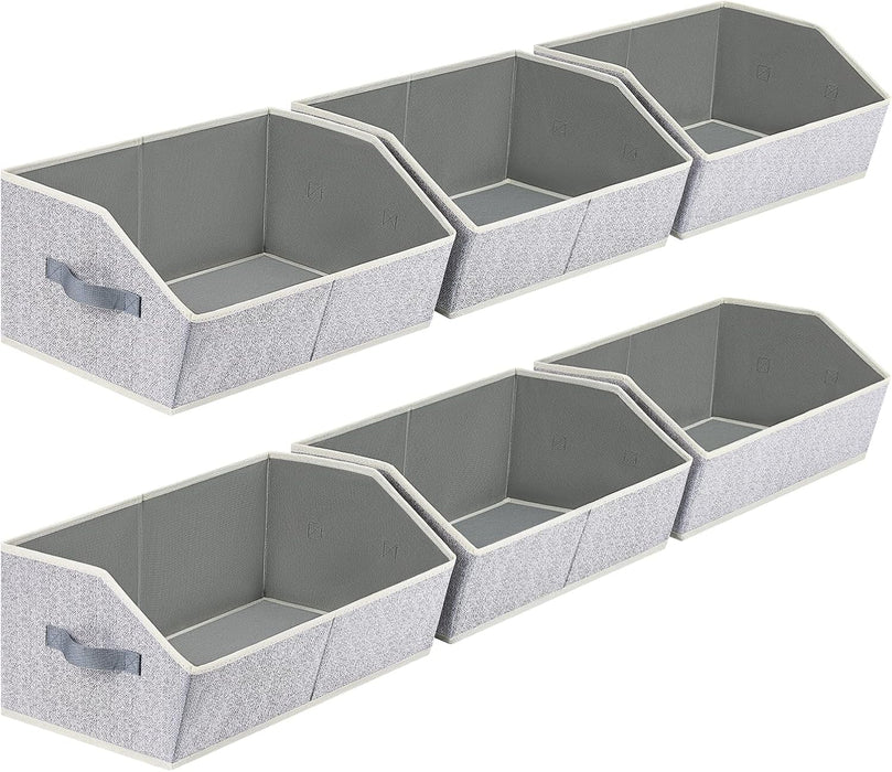 Closet Organizers Bins 6 Packs - Large Closet Shelf Organizer with Handles, Fabric Trapezoid Storage Bins, Collapsible S