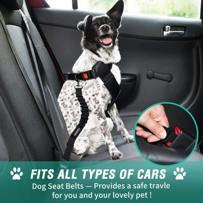 Dog Seat Belt, Durability Retractable Dog Car Harness Adjustable Dog Seat Belt for Vehicle Nylon Pet Safety Seat Belts Heavy Duty & Elastic (1 Pack Black)