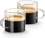 Espresso Cups Set of 2, 4 OZ Double Spouts Cups, Shot Glasses, Milk Cup with Handle, Clear Glass, Espresso Accessories for Machine, Small