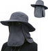 Sun Hat Bucket Hats for Men Women,Outdoor Wide Brim Fishing Hat with Detachable Face Cover & Neck Flap UV Protection
