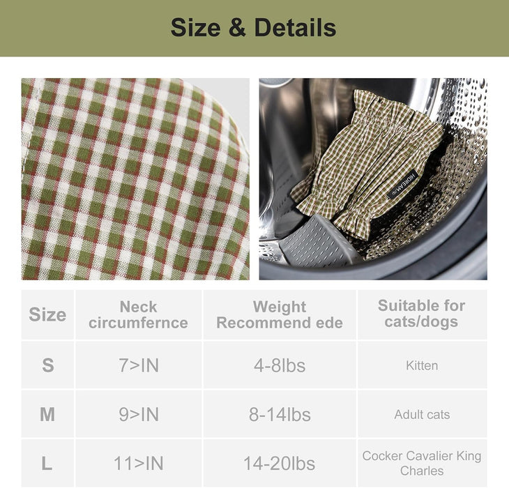 Cat Grooming Collar and Feeding Bib for Long Haired Cats, Anti-Stain Neck Band, Dog Ear Cover Snood for Cocker Spaniels