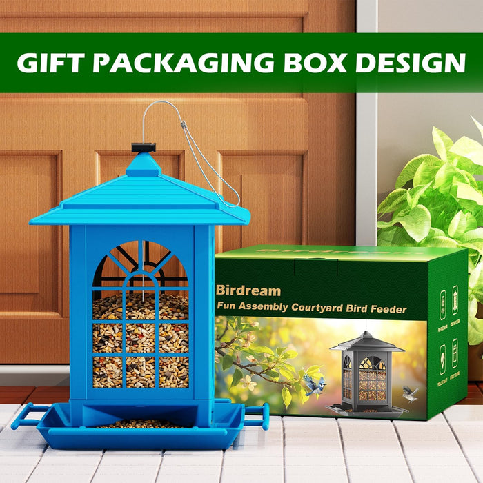 Bird Feeders for Outdoor Hanging, Assembly Required, 1-Min Easy Setup, Classic Courtyard Design, Attracting Cardinals Ch