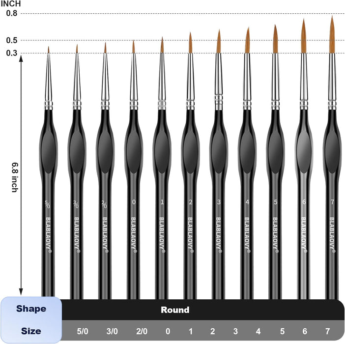 11 Pcs Detail Paint Brushes with Triangular Handles for Acrylic, Model, Art