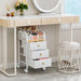 Rolling Makeup Organizer Cart - Under Desk Vanity Makeup Storage with 3 Non-woven Drawers, Nail Cart Organizer Cosmetic Display Cases Cabinet for Skin Care Perfume Nail Polish Brush Hair Tool