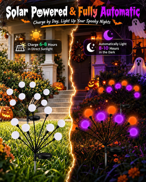 6 Pack Halloween Solar Lights Outdoor, Halloween Decorations Firefly Lights