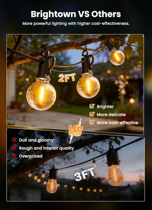108FT 52LED Solar String Lights Outdoor with Remote & USB Port