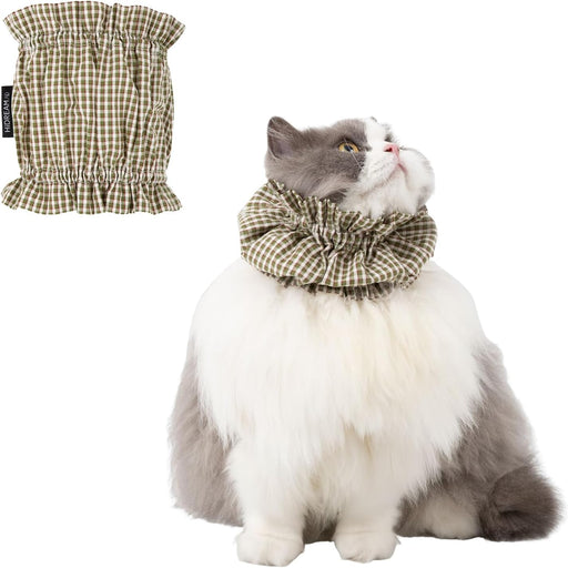 Cat Grooming Collar and Feeding Bib for Long Haired Cats, Anti-Stain Neck Band, Dog Ear Cover Snood for Cocker Spaniels