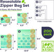 100% Compostable Food Storage Bags Set, Resealable Bags Plant-Based Freezer Bag for Food, ASTM D6400, US BPI & EU OK Compost Certified