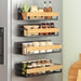 4-Pack Strong Magnetic Real Bamboo Spice Racks for Fridge