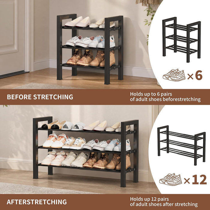 Expandable Shoe Rack, Heavy Duty Metal Shoe Organizer for Closet