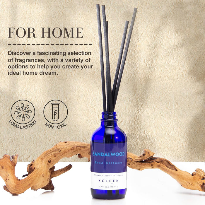 Reed Diffuser Set with Sticks, Sandalwood Scented Oil Diffuser for Bathroom, Room Fresheners, Home Fragrance Bedroom Off