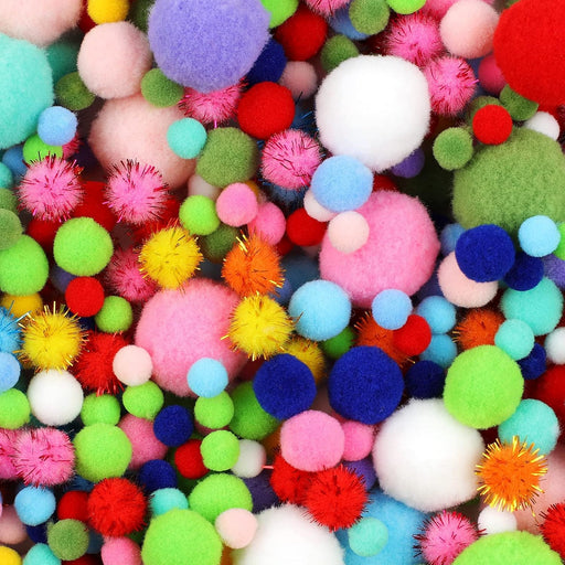 900 PCS Pom Poms, Multicolor Bulk Pom Poms Arts and Crafts, Soft and Fluffy Craft Pom Poms, Assorted Sizes Pompoms, for 