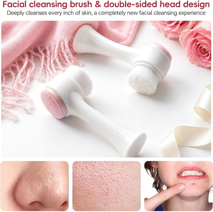 Skincare Tools Set with Face Cleansing Brush, Ice Face Roller & Gua Sha Set
