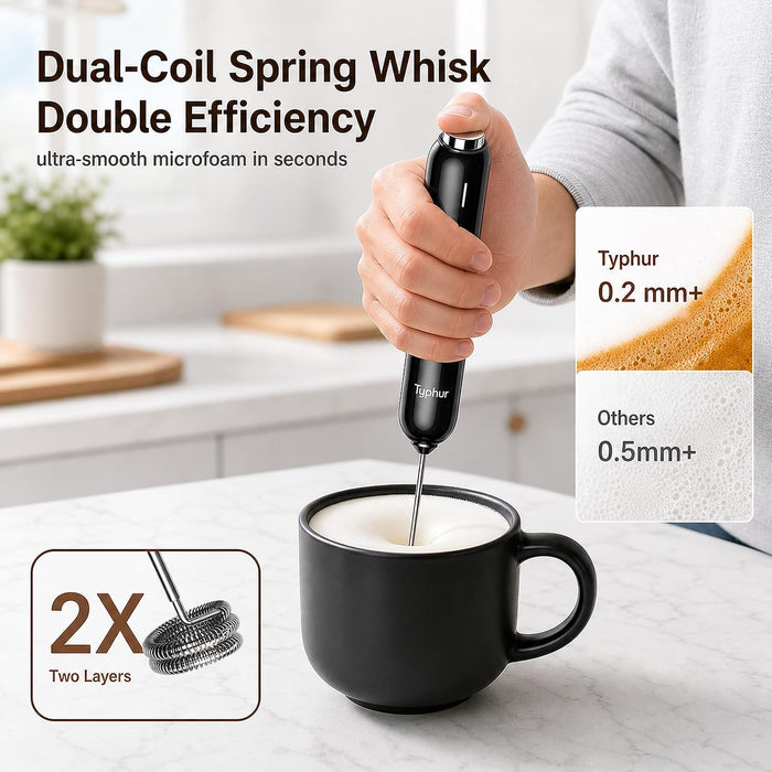 InstaWhisk Upgraded Milk Frother with Variable Speed - Rechargeable Handheld Coffee Frother Wand with Detachable Whisks,