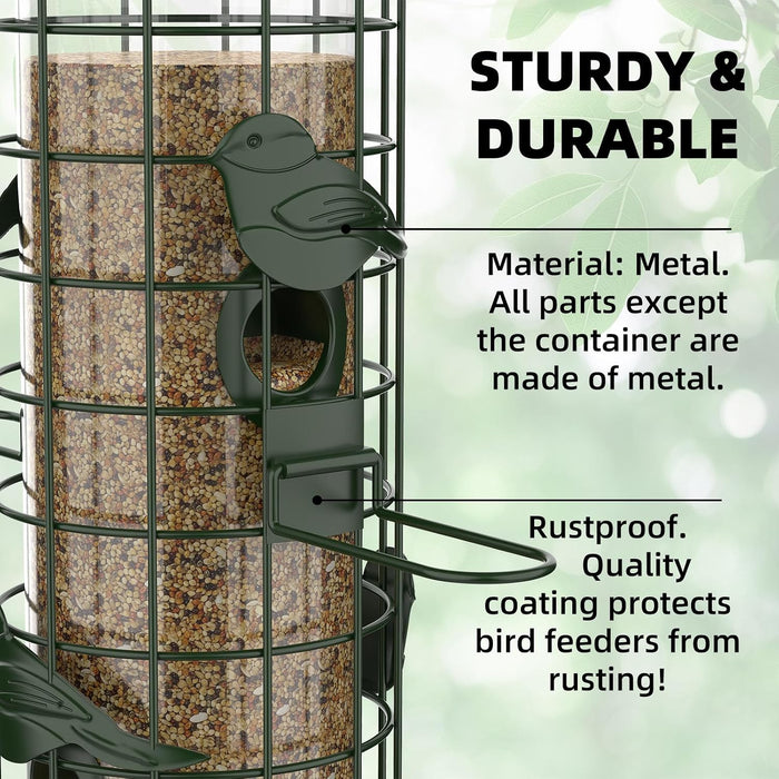 Squirrel Proof Bird Feeder,Metal Mesh Bird Feeders for Outdoors Hanging,Gravity Protection Squirrel Proof Wild Bird Feed