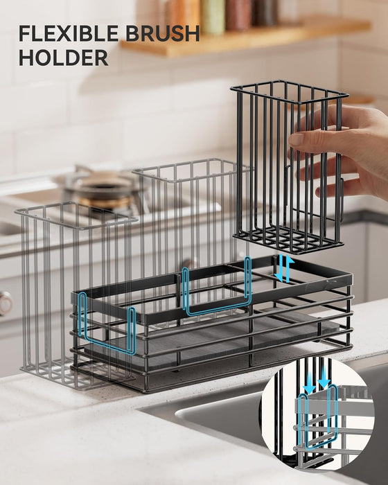 Sponge Holder for Kitchen Sink, Sink Caddy with Stone Drying Mat