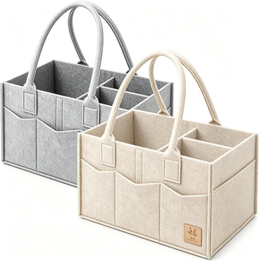 2-Pack Diaper Caddy Organizer - Newborn Essentials Baby Registry Must Haves - Sturdy Nursery Storage Bin & Portable Car 